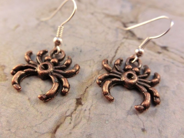 Spinnen kupferfarben Ohrringe Vintage Optik Spider